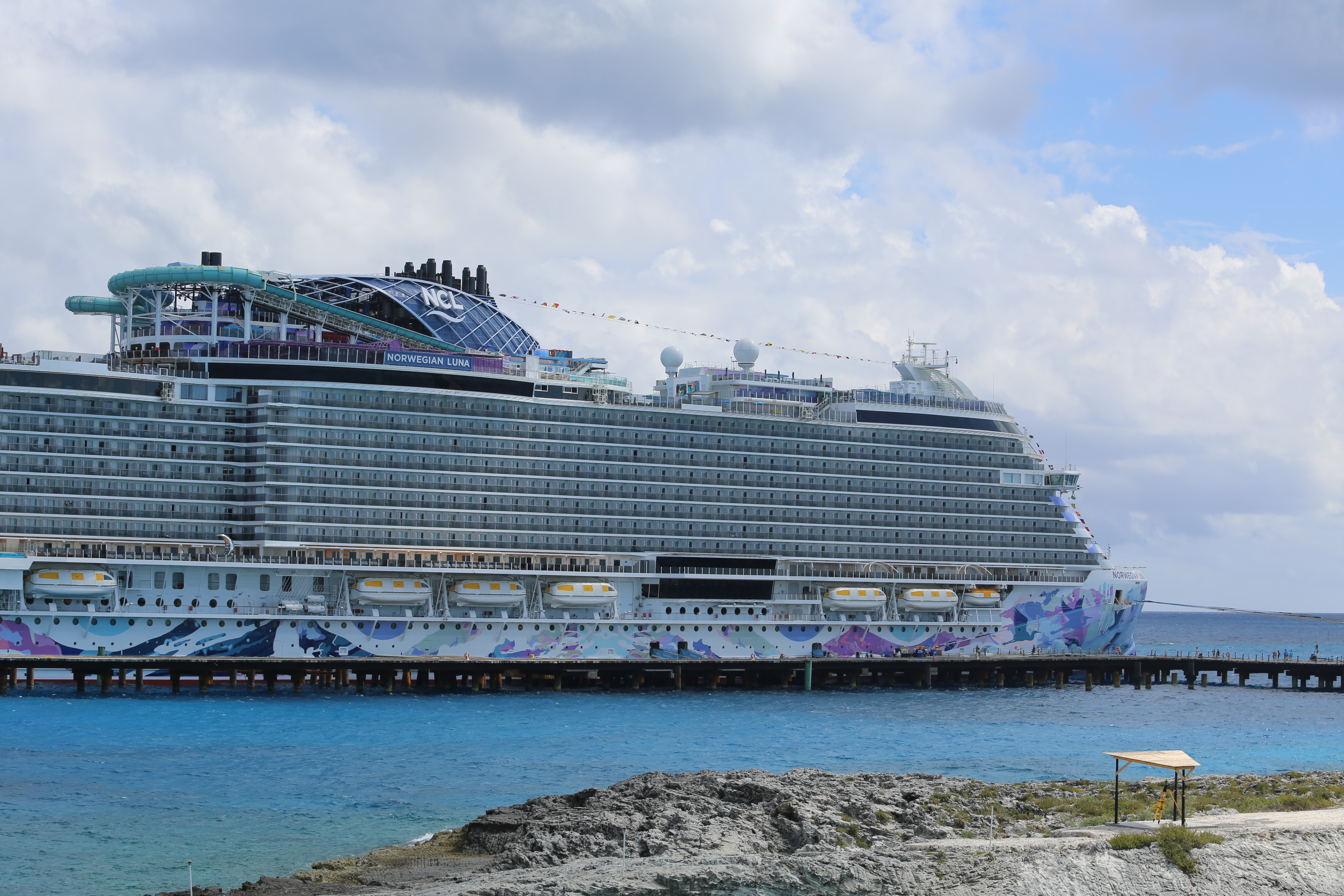 The Norwegian Luna cruise ship docks at Norwegian Cruise Line's...