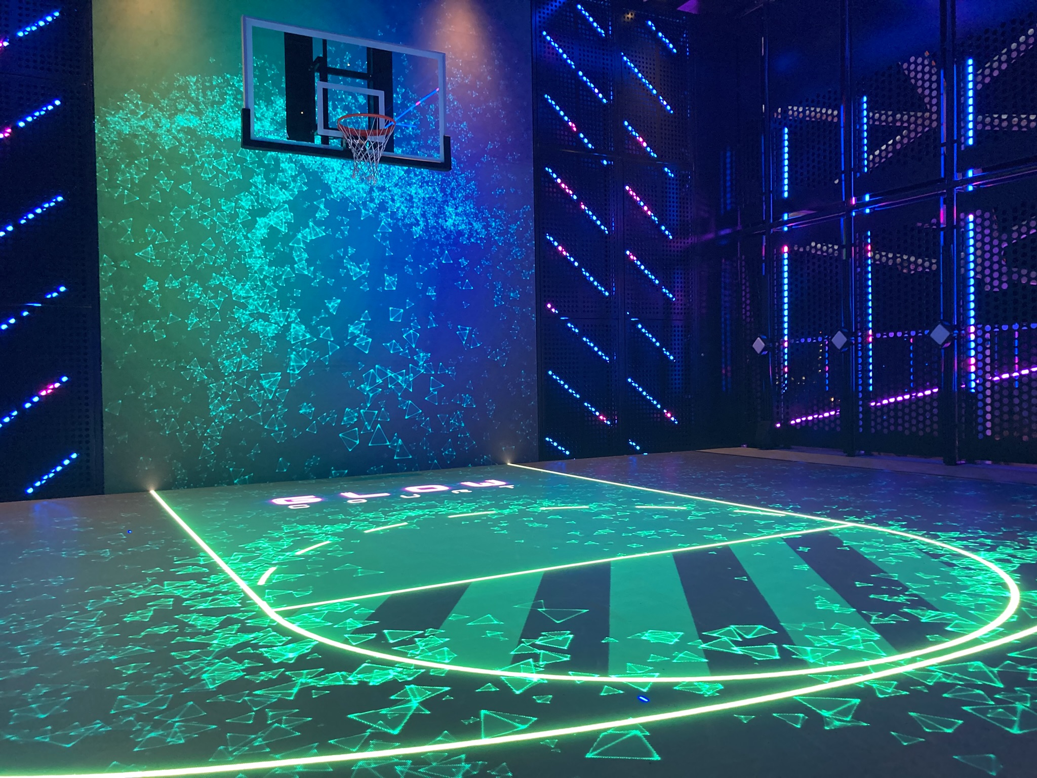The Glow Court lights up for basketball, soccer and other...