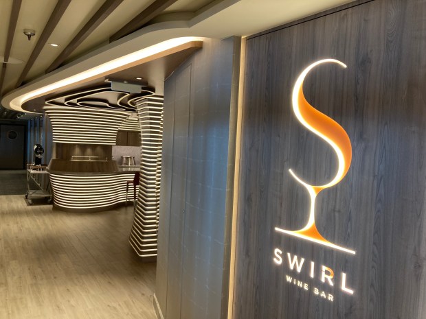 The Swirl wine bar venue makes its second apperance on a Norwegian Cruise Line ship, seen on board the Norwegian Luna during a media preview sailing on March 28, 2026. (Richard Tribou/Orlando Sentinel)