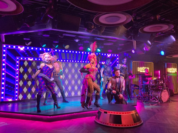 One of the productions on board the Norwegian Luna cruise ship is the 21-and-over "LunaTique Pop Circus" seen during a media preview sailing on March 28, 2026. (Richard Tribou/Orlando Sentinel)