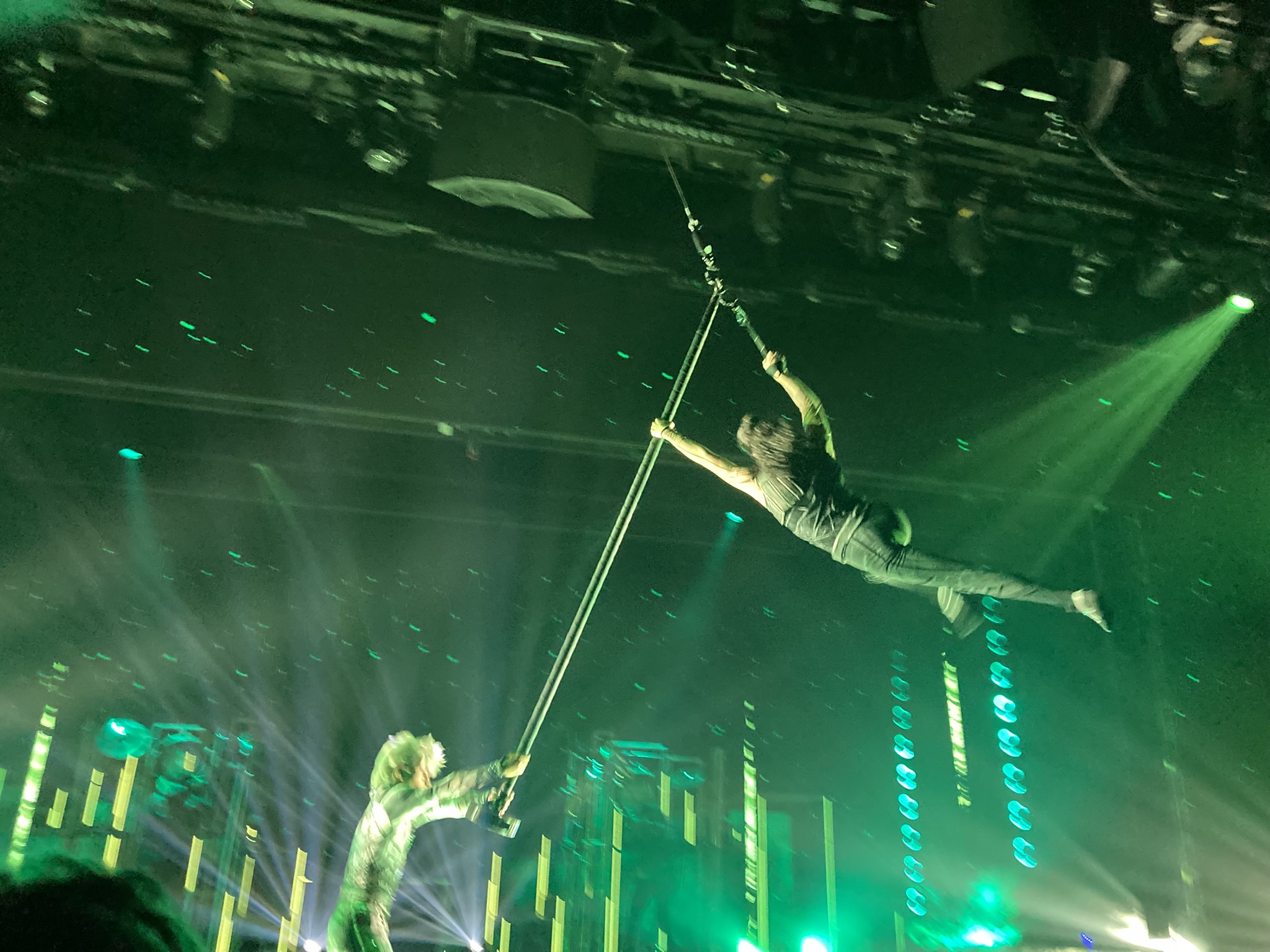 Aerialists perform during the original production, 