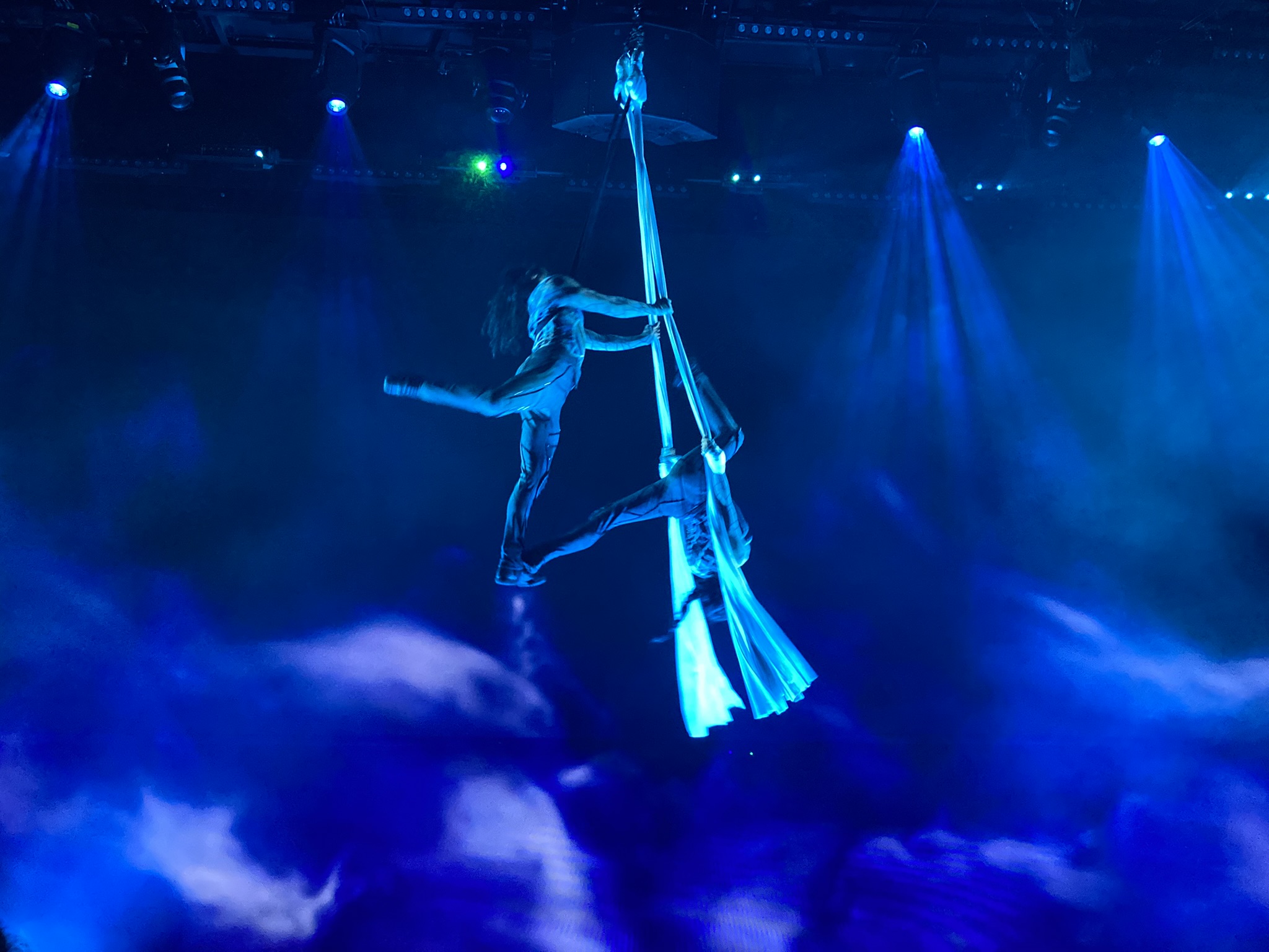 Aerialists perform during the original production, 
