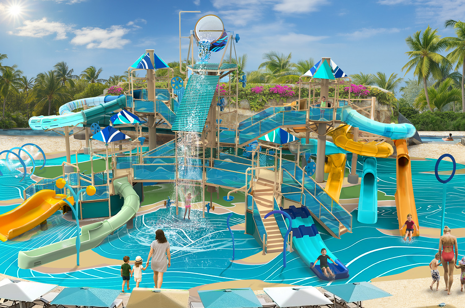 This rendering shows the kids splash zone that is part...