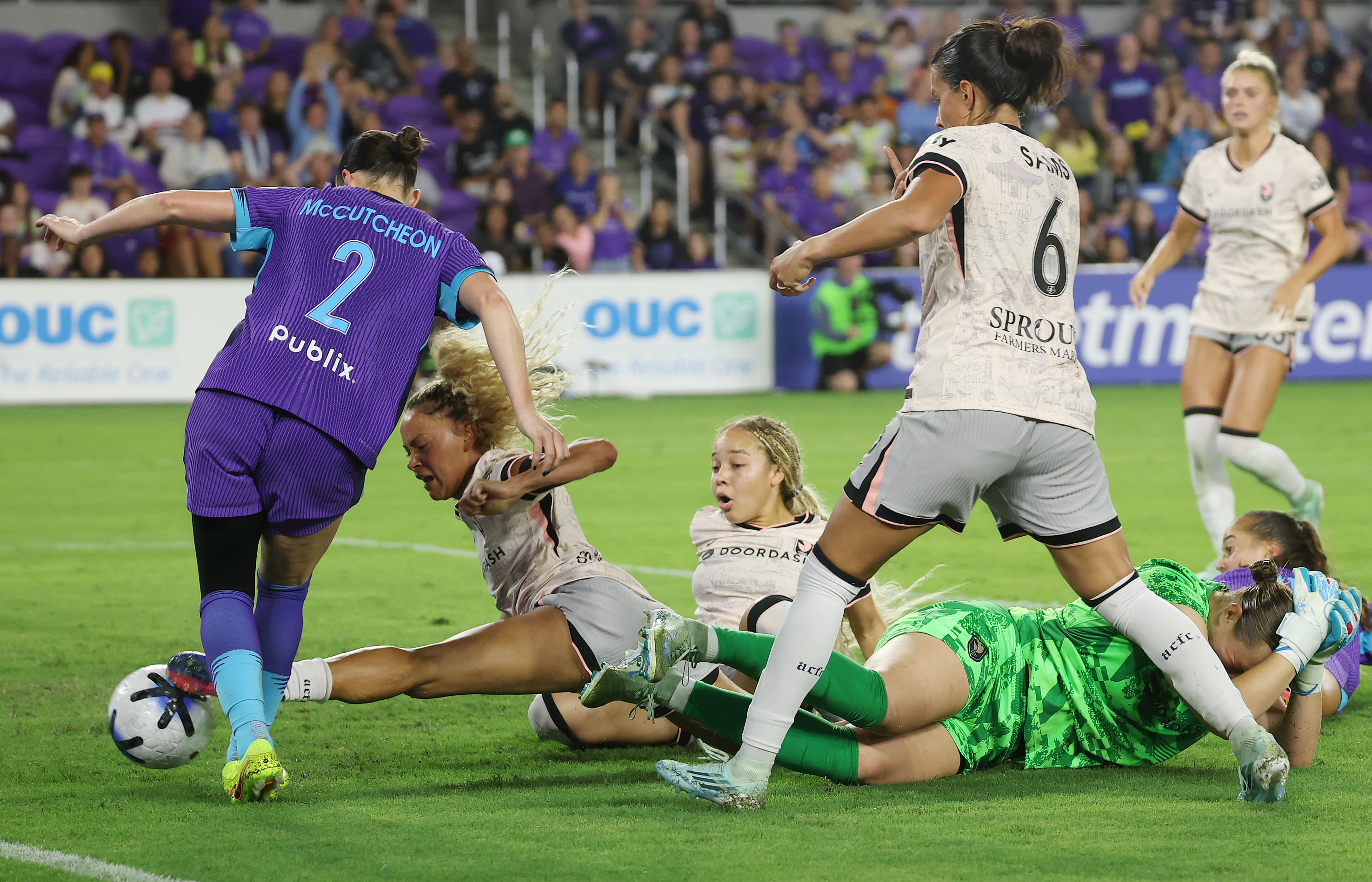 Pride player Haley McCutcheon (2) scores a goal as Angel...