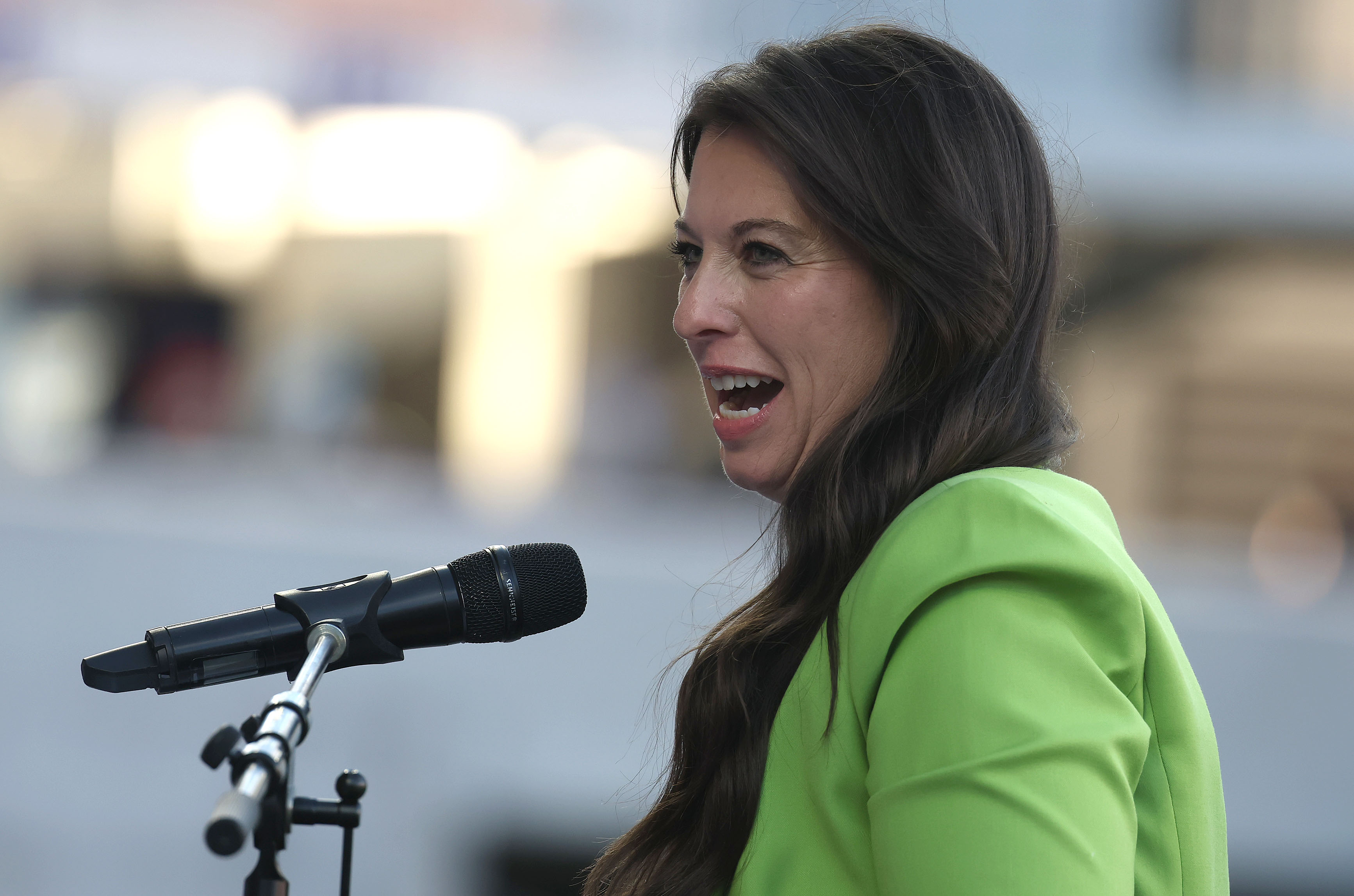 Take Stock In Children CEO Bethany Lacey speaks during the...