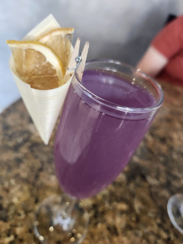Sure, black coffee is right in the name but the mimosa selection at Black Coffee Cafe Negro Bistro is wider than most. This is the house favorite: lavender. (Amy Drew Thompson/Orlando Sentinel)