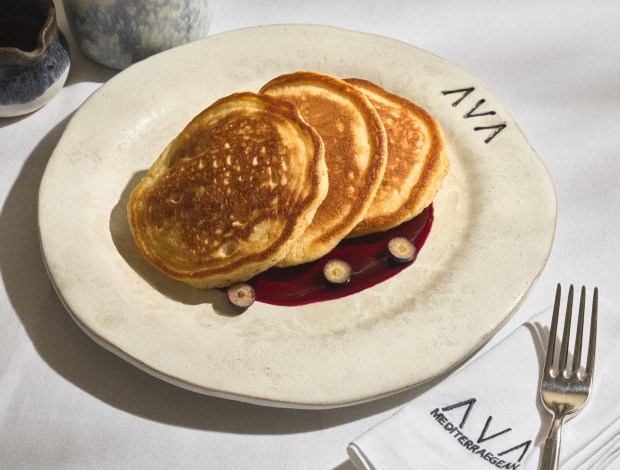 Blueberry pancakes will be among the Mother's Day goodies at AVA's brunch this year. (Photo courtesy AVA MediterrAegean)