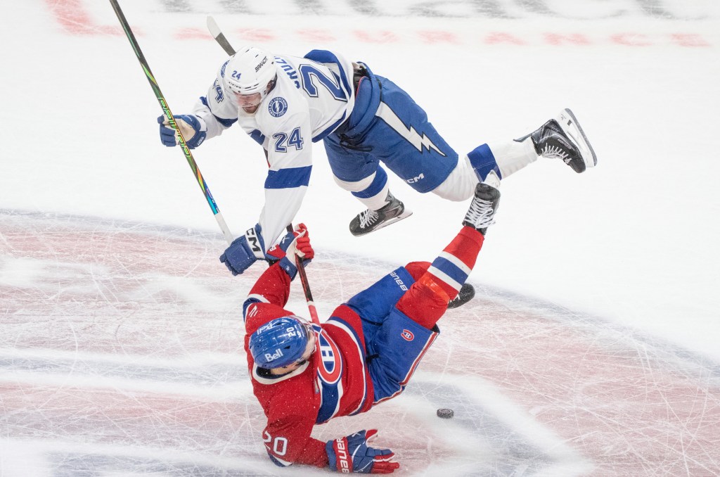 Huge hit sparks Lightning as NHL series returns to Tampa tied 2-2
