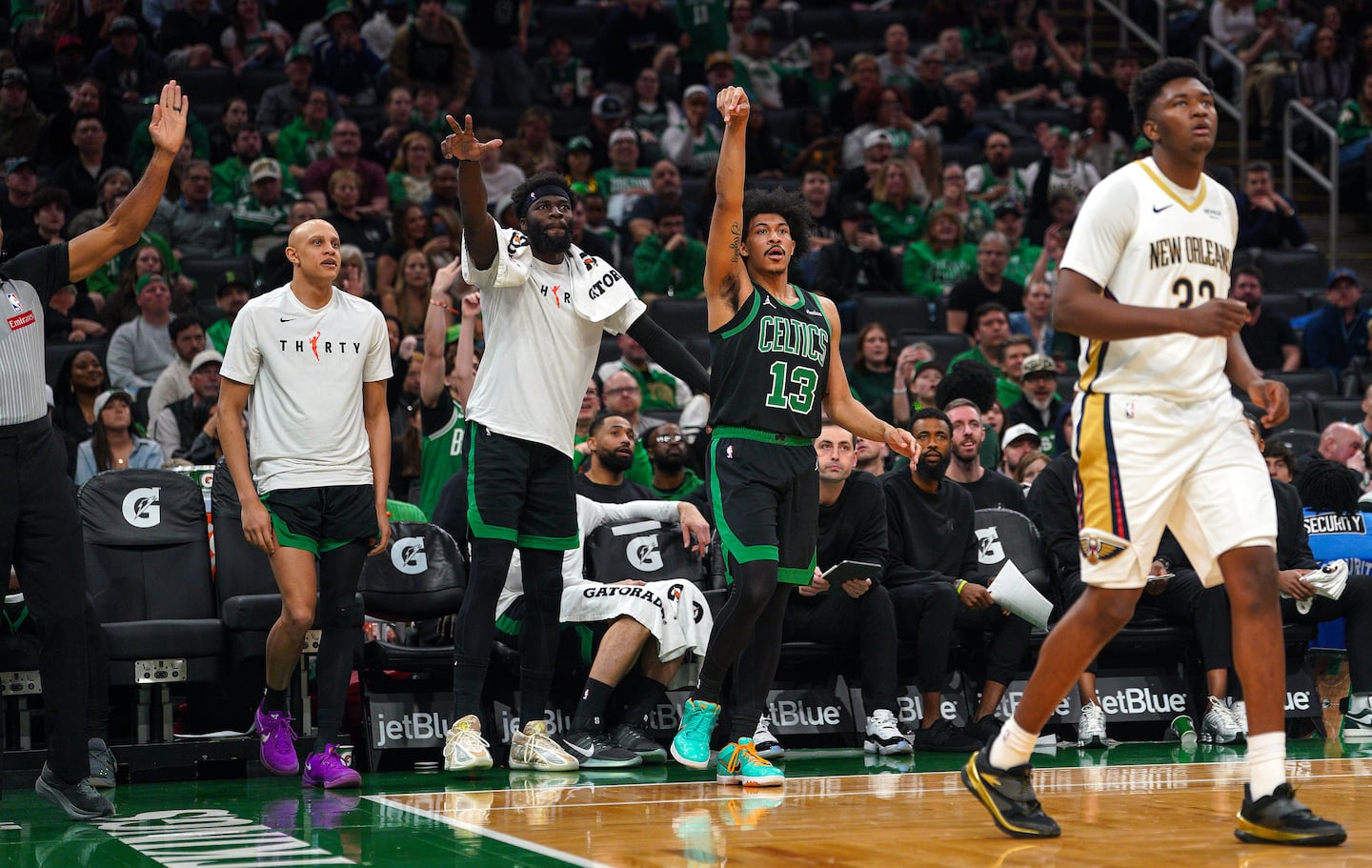 The Celtics made 29 3-pointers last game, tying an NBA record.