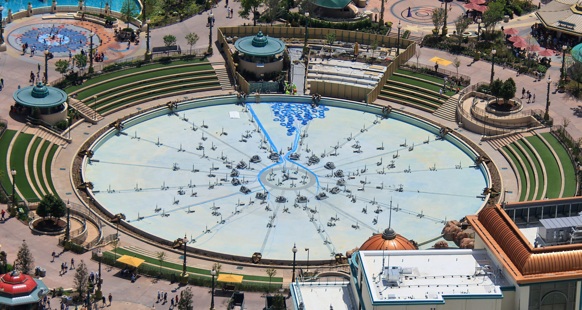 Epic Universe Drains Celestial Park Fountain for Possible Show Upgrades, Aerial Photos Reveal