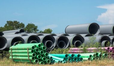 Large pipes staged for wastewater and reclaimed water infrastructure project