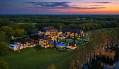 Aerial view of 87-acre Lake Thonotosassa estate listed for $115 million
