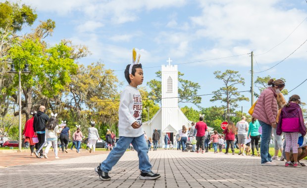 Hundreds of Easter egg hunters search the streets at the Magic 107.7 Easter Egg Hunt in Downtown Historic Longwood in 2021. The event returns on April 8, 2023.