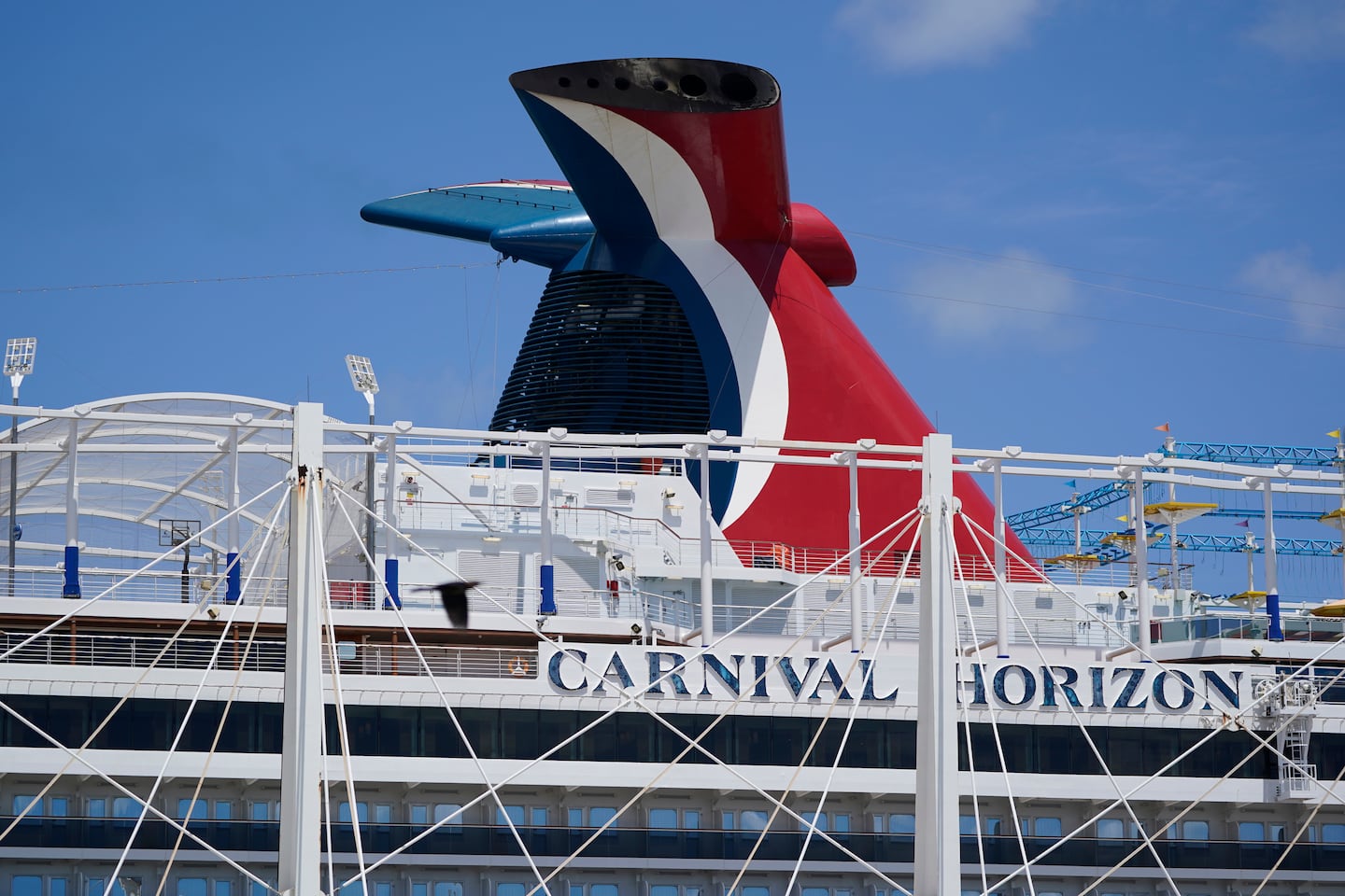 Carnival Cruise Line's Carnival Horizon cruise ship is shown docked at PortMiami, April 9, 2021, in Miami.