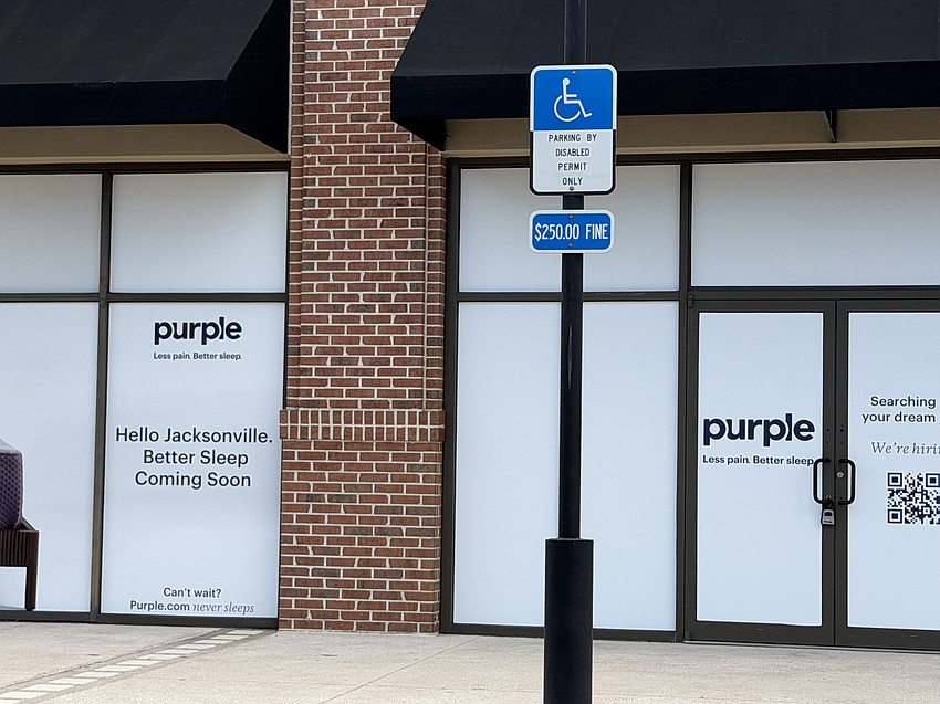 Signs are up in The Markets at Town Center for a Purple mattress and bedding store. Signs are up in The Markets at Town Center for a Purple mattress and bedding store.