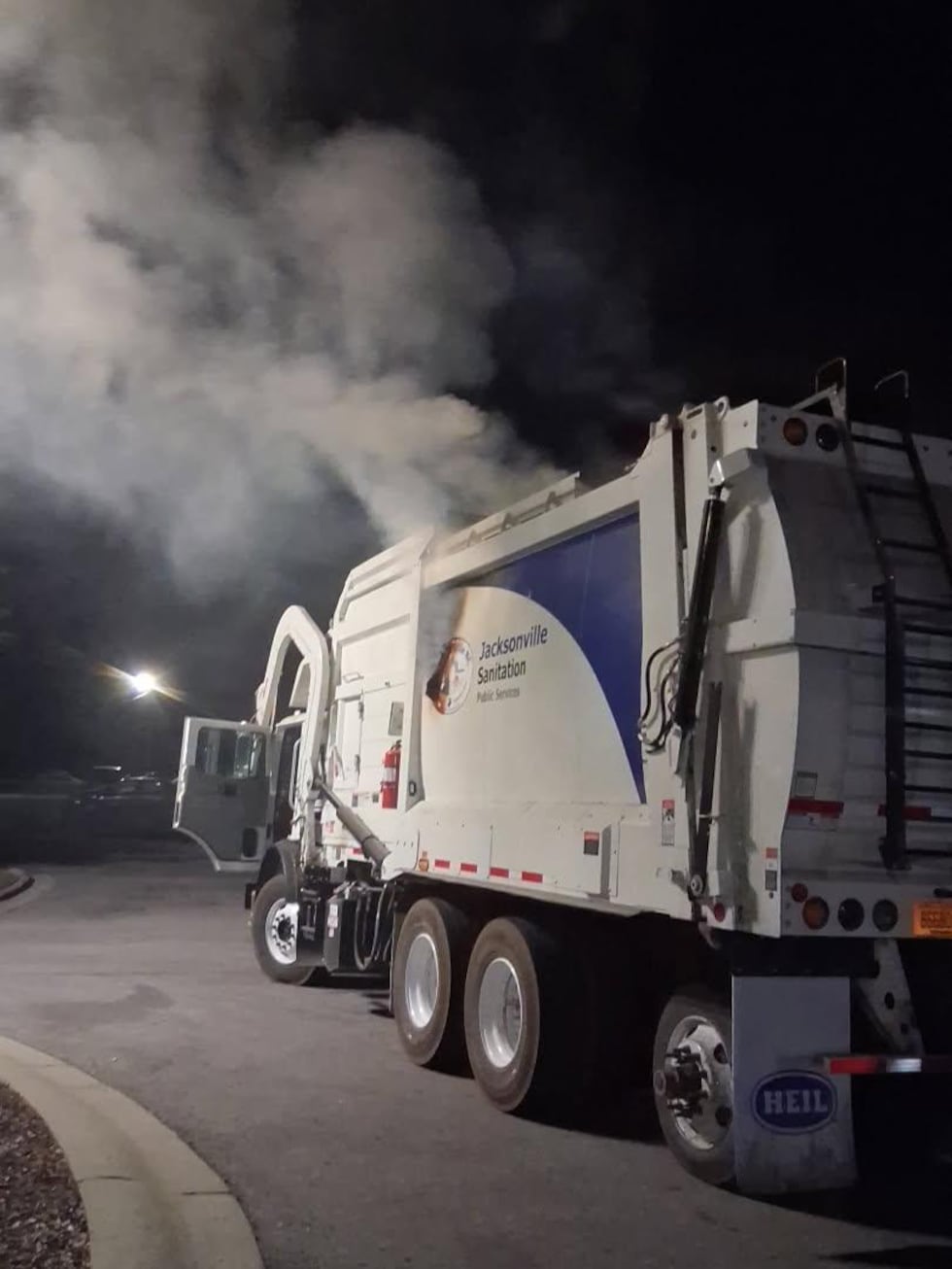 The fire was noticed Friday morning on Marine Boulevard.