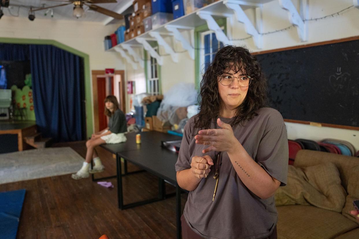 M. Dorsey shares why she enjoys volunteering at Grassroots School, Wednesday, April 15, 2026.