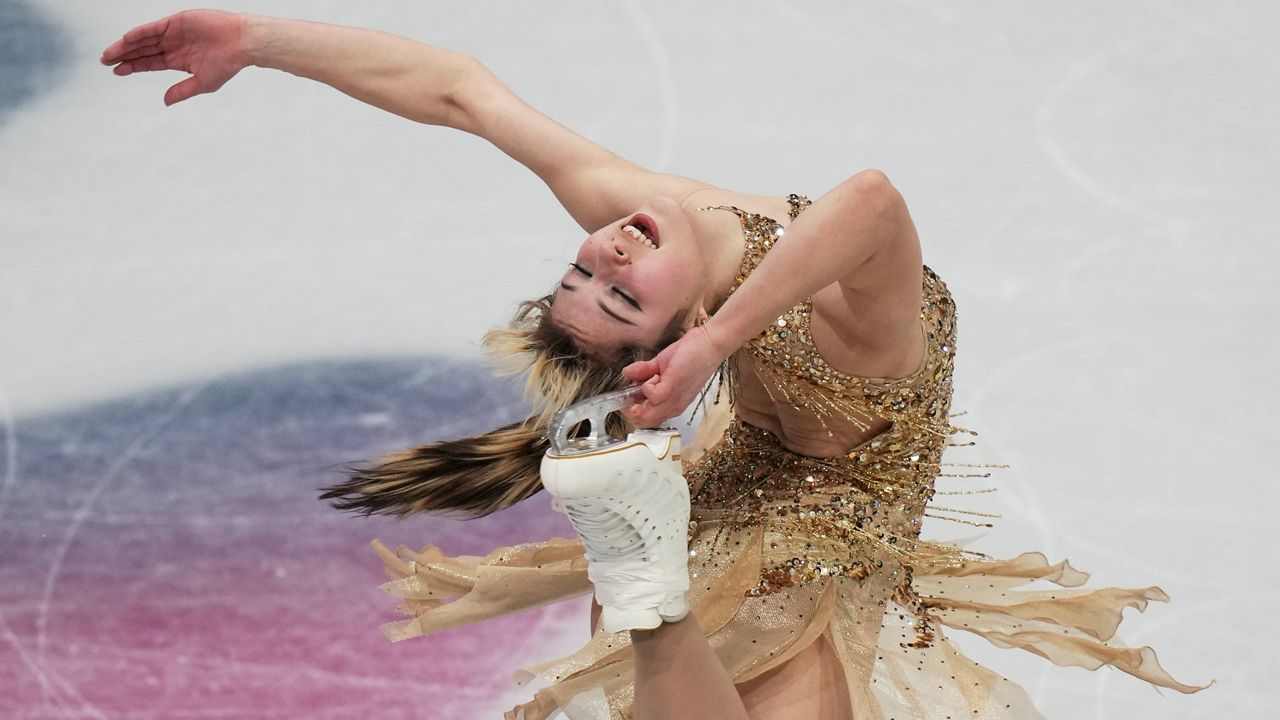 Alysa Liu of the United States competes during the women's figure skating free program at the 2026 Winter Olympics, in Milan, Italy, Thursday, Feb. 19, 2026. (AP Photo/Francisco Seco)