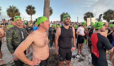 Antony Mascovich (right) participated in the St. Anthony's Triathlon along with 3,000 other athletes. (Spectrum News/Randy Levine)