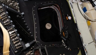 Before going to sleep on flight day 5, the Artemis II crew snaps one more photo of the moon as it drew close in the window of the Orion spacecraft. (NASA)