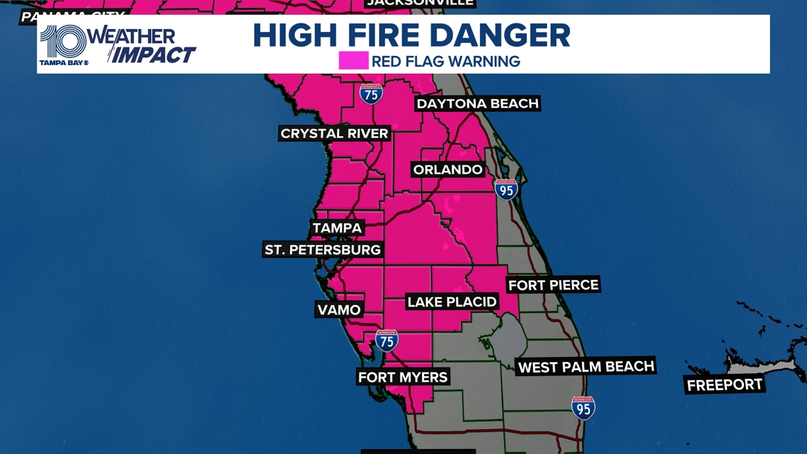 Red flag warning issued for entire Tampa Bay area: What that means for our wildfire risk