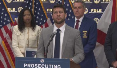 Attorney General James Uthmeier speaking at news conference in Tampa