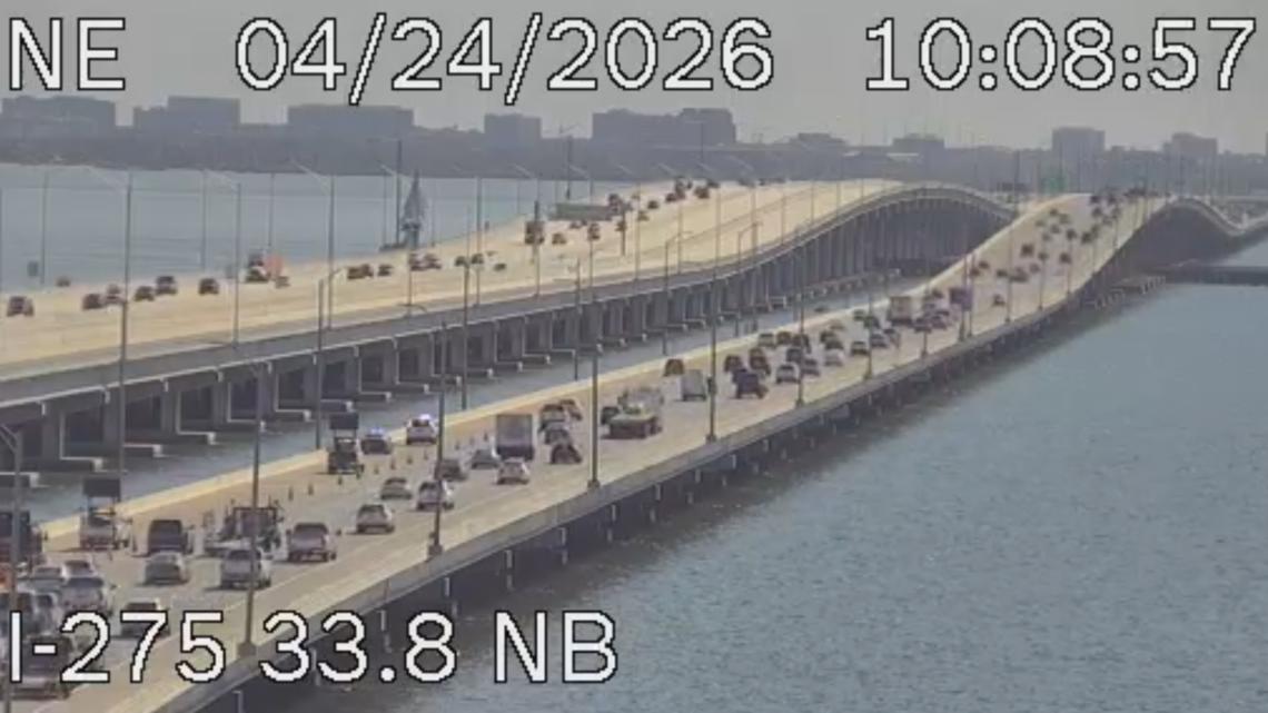 Police activity slows traffic on Howard Frankland Bridge into Tampa