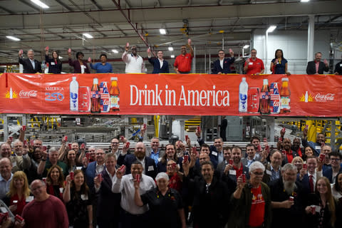 Coca-Cola Beverages Florida celebrates the launch of America250 Commemorative Coca-Cola cans in Florida.