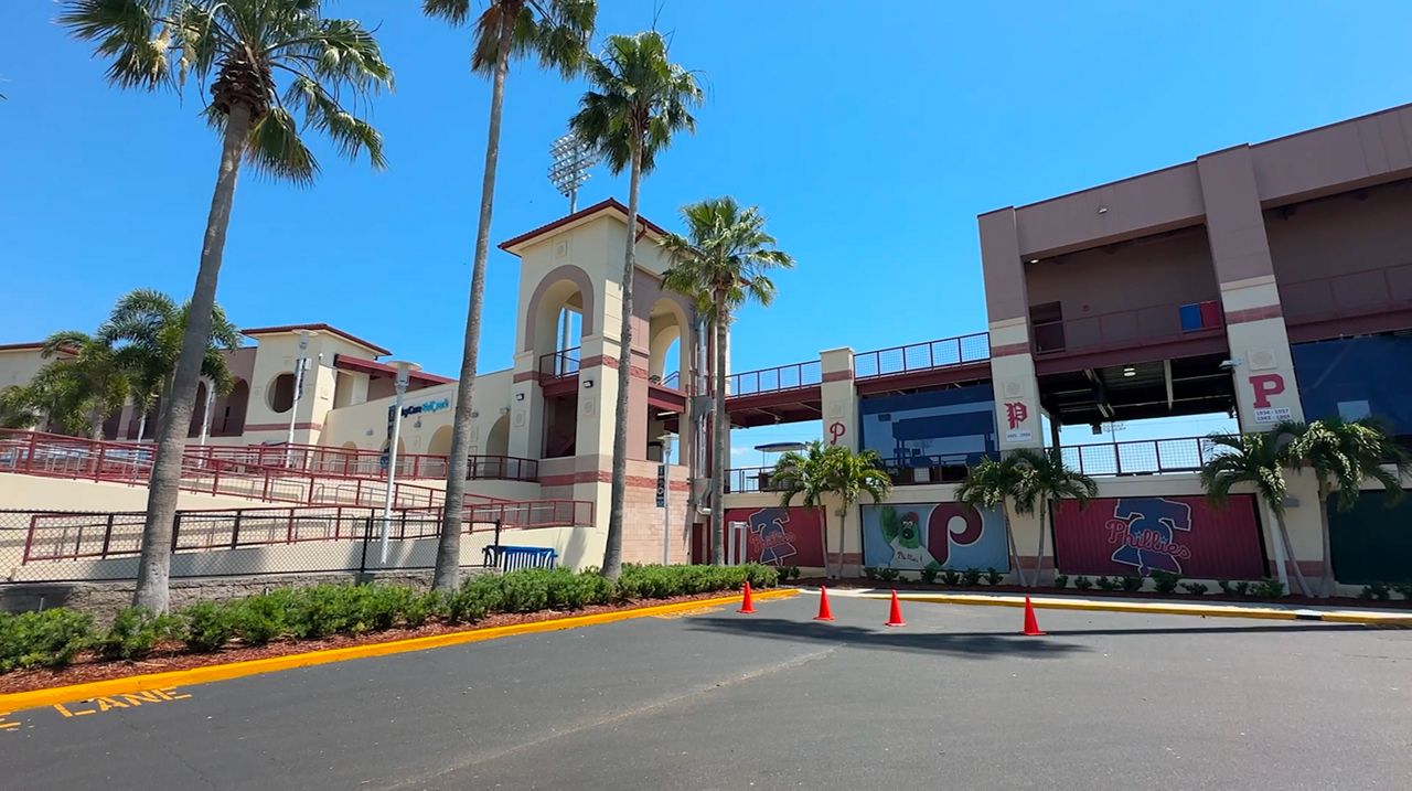 Exterior of Baycare Ballpark, the spring training home of the Philadelphia Phillies. (Spectrum News)