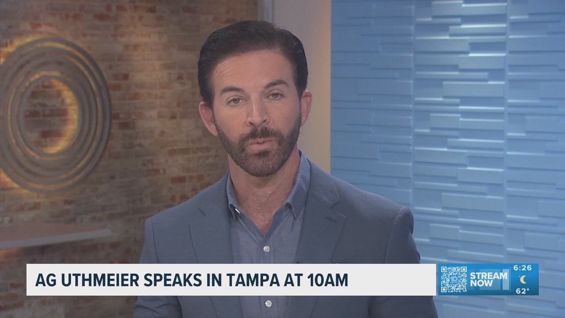 Attorney General James Uthmeier is in Tampa for a press conference on Tuesday