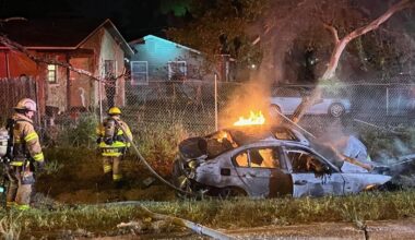 Vehicle on I-275 crashes into ditch before catching fire