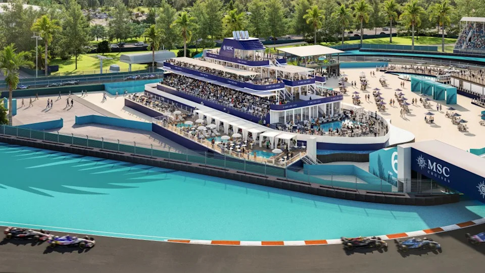 Bagatelle Miami River is teaming up with MSC Yacht Club with a massive superyacht on the track (pictured). MSC Yacht Club