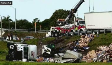 Tractor-trailer rollover on Florida's Turnpike in Broward leads to heavy traffic during Tuesday morning commute