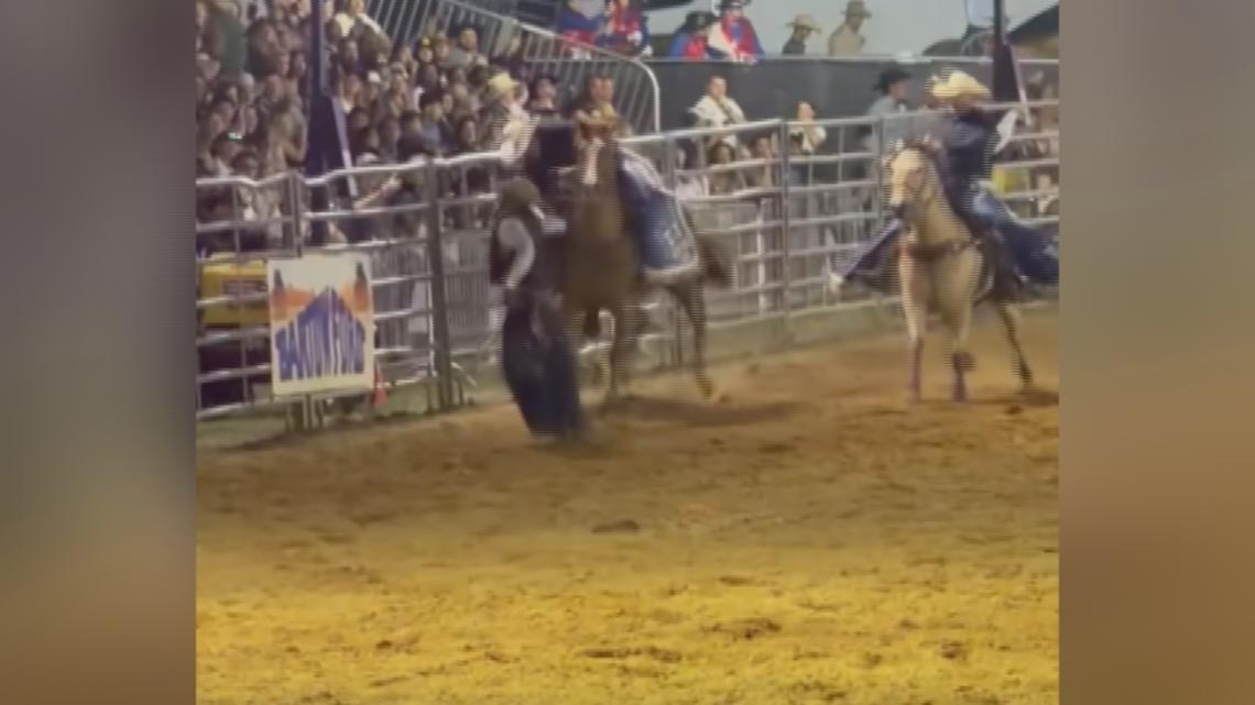 VIDEO: Tampa Bay Rodeo competitor run over by horses while exciting the crowd