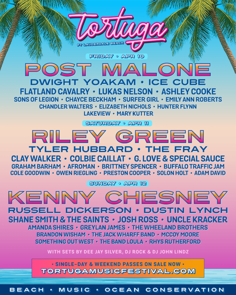 Post Malone, Kenny Chesney and Riley Green Headline Tortuga Music Festival on Fort Lauderdale Beach