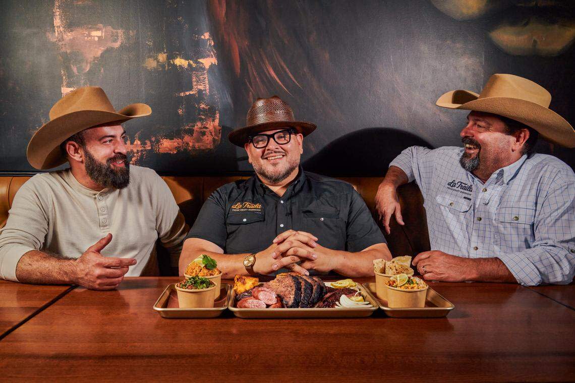 Erik Velasquez, Mel Rodriguez and Jerry Pasantes at La Traila Barbecue in South Miami.