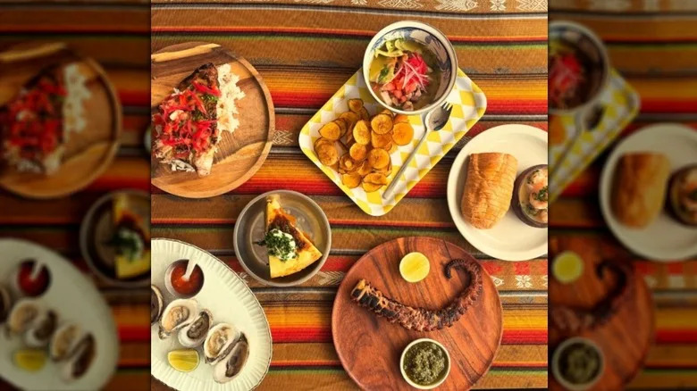 Plates of ceviche and other Ecuadorian dishes from Chanco King