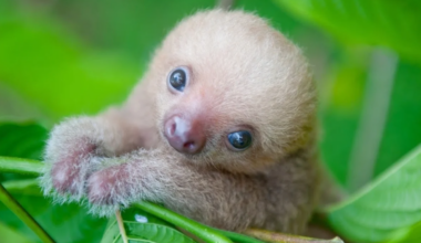 Florida zoo captures adorable moment when a newborn baby sloth meets his dad