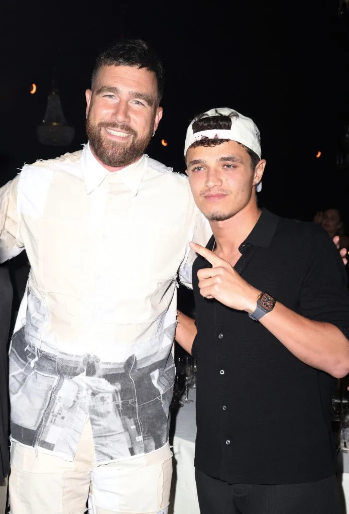 AMEX x Carbone Beach, which has previously hosted celebs like Travis Kelce and Lando Norris (pictured together here in 2024), is back and bigger than ever. Getty Images for American Express Presents CARBONE BEACH