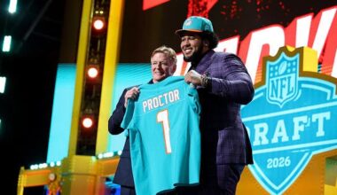 Miami Dolphins choose Alabama offensive lineman Kadyn Proctor with 12th pick in NFL draft as they rebuild the team