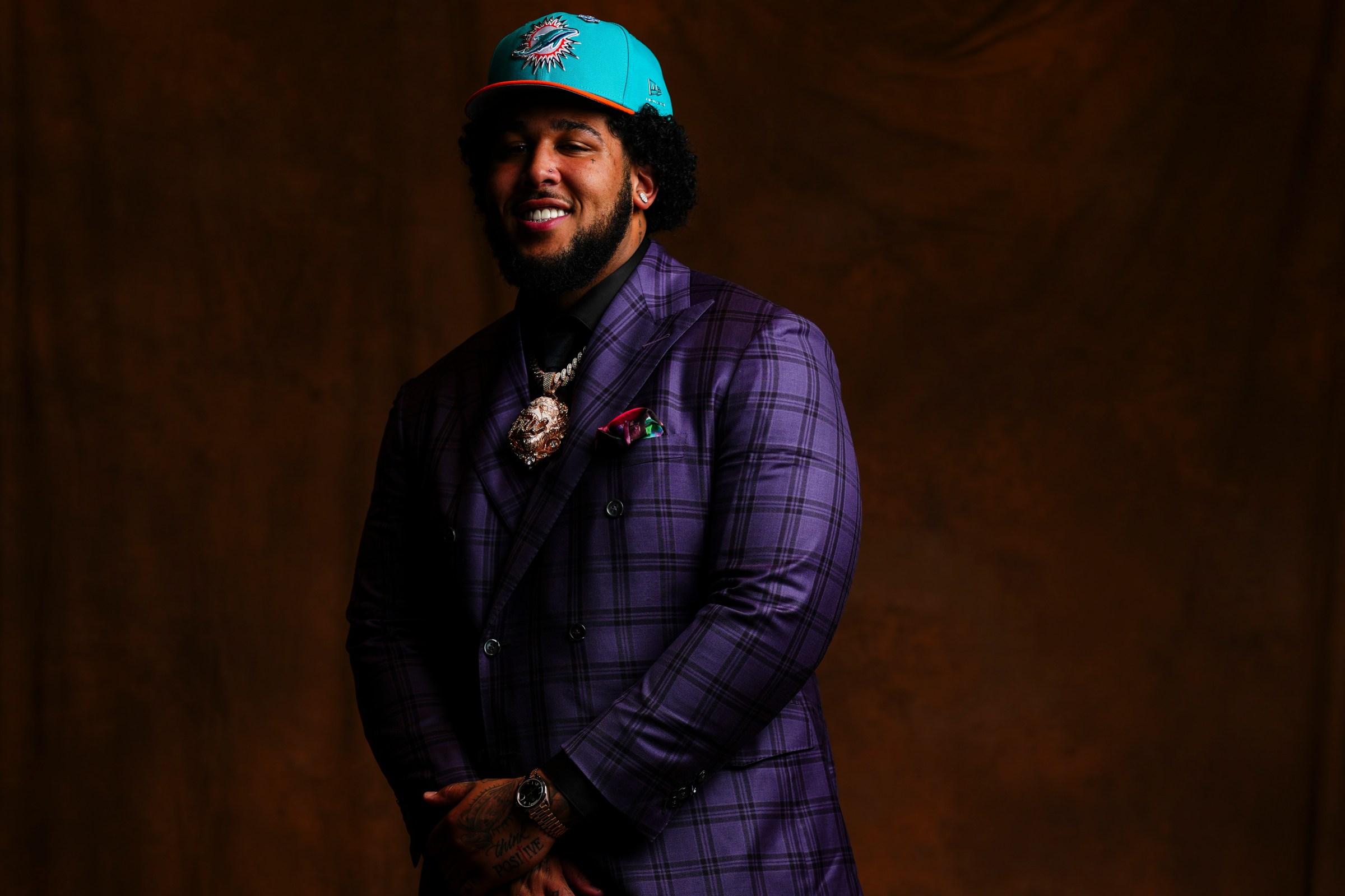 PITTSBURGH, PA - APRIL 23: Alabama offensive lineman Kadyn Proctor poses for a studio portrait during the 2026 NFL Draft at Acrisure Stadium on April 23, 2026 in Pittsburgh, Pennsylvania. (Photo by Cooper Neill/Getty Images)