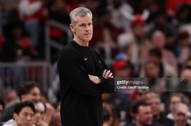 Billy Donovan of the Chicago Bulls looks on against the Orlando Magic at the United Center on April 10, 2026 in Chicago, Illinois. NOTE TO USER: User expressly acknowledges and agrees that, by downloading and or using this photograph, User is consenting to the terms and conditions of the Getty Images License Agreement. (Photo by Geoff Stellfox/Getty Images)