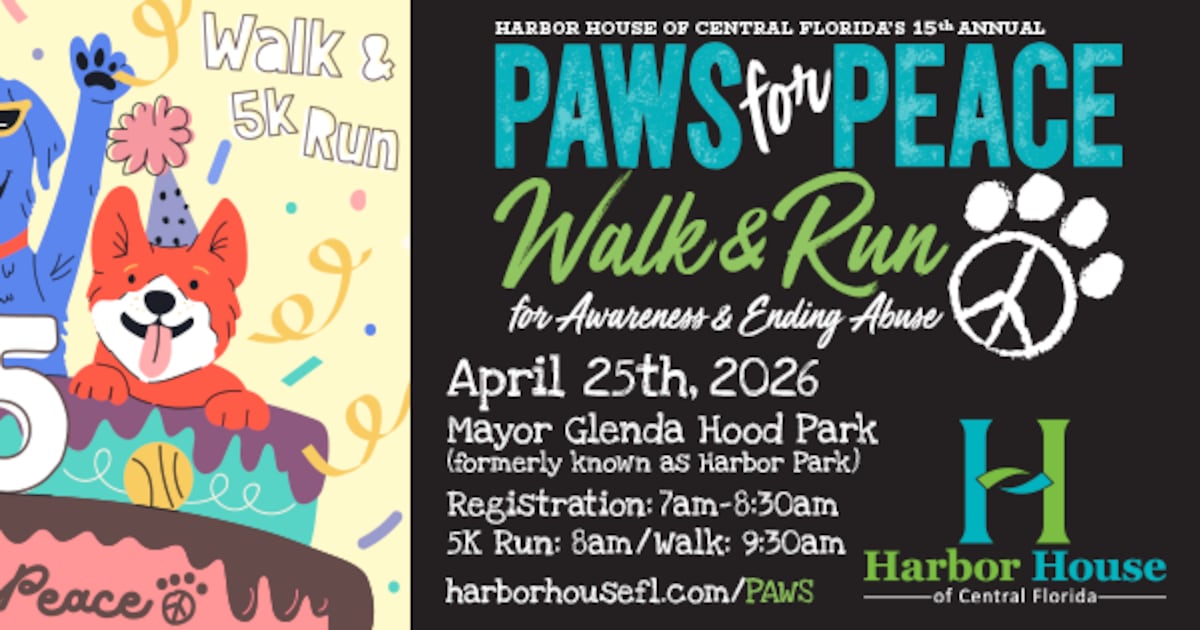 Harbor House Paws for Peace walk returns to Orlando this weekend