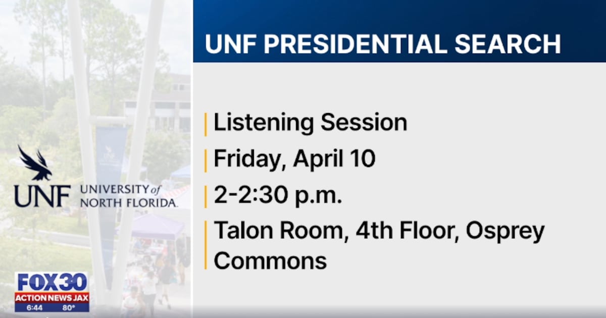 UNF to host public listening session for presidential search
