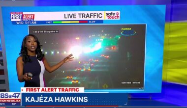 Fatal crash blocks all I-95 northbound lanes near Old St. Augustine Road