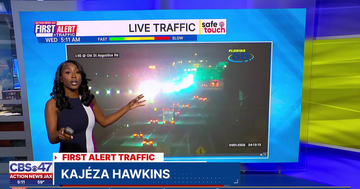 Fatal crash blocks all I-95 northbound lanes near Old St. Augustine Road