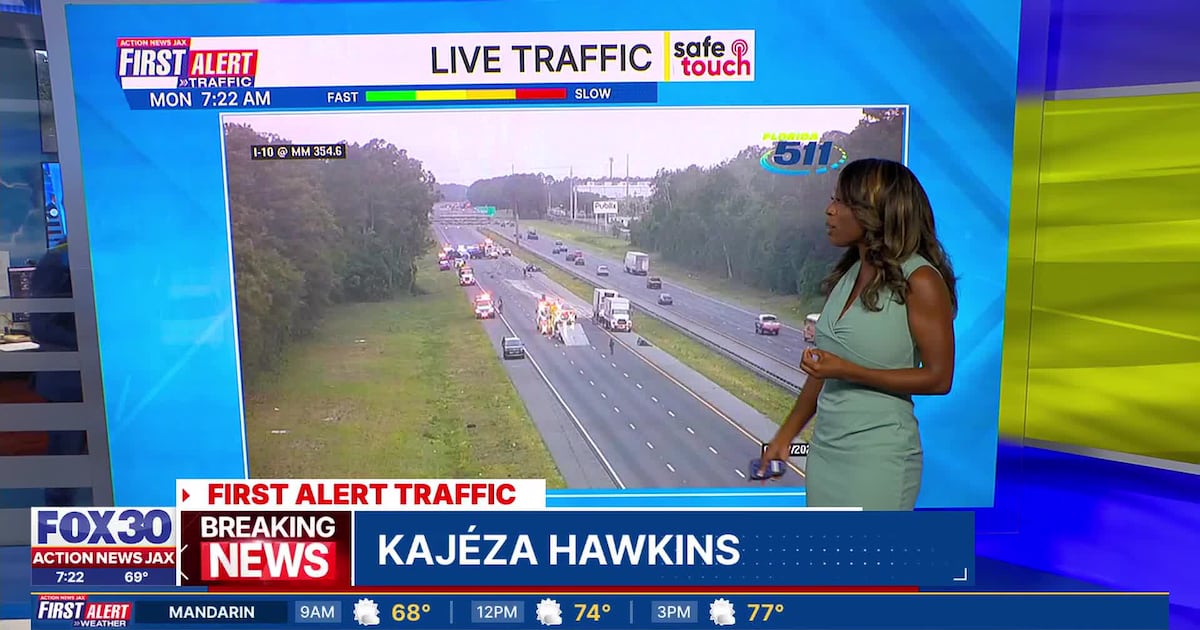 Eastbound lanes of I-10 closed on Jacksonville's Westside