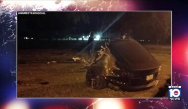 Vehicle splits in half after crash in Homestead