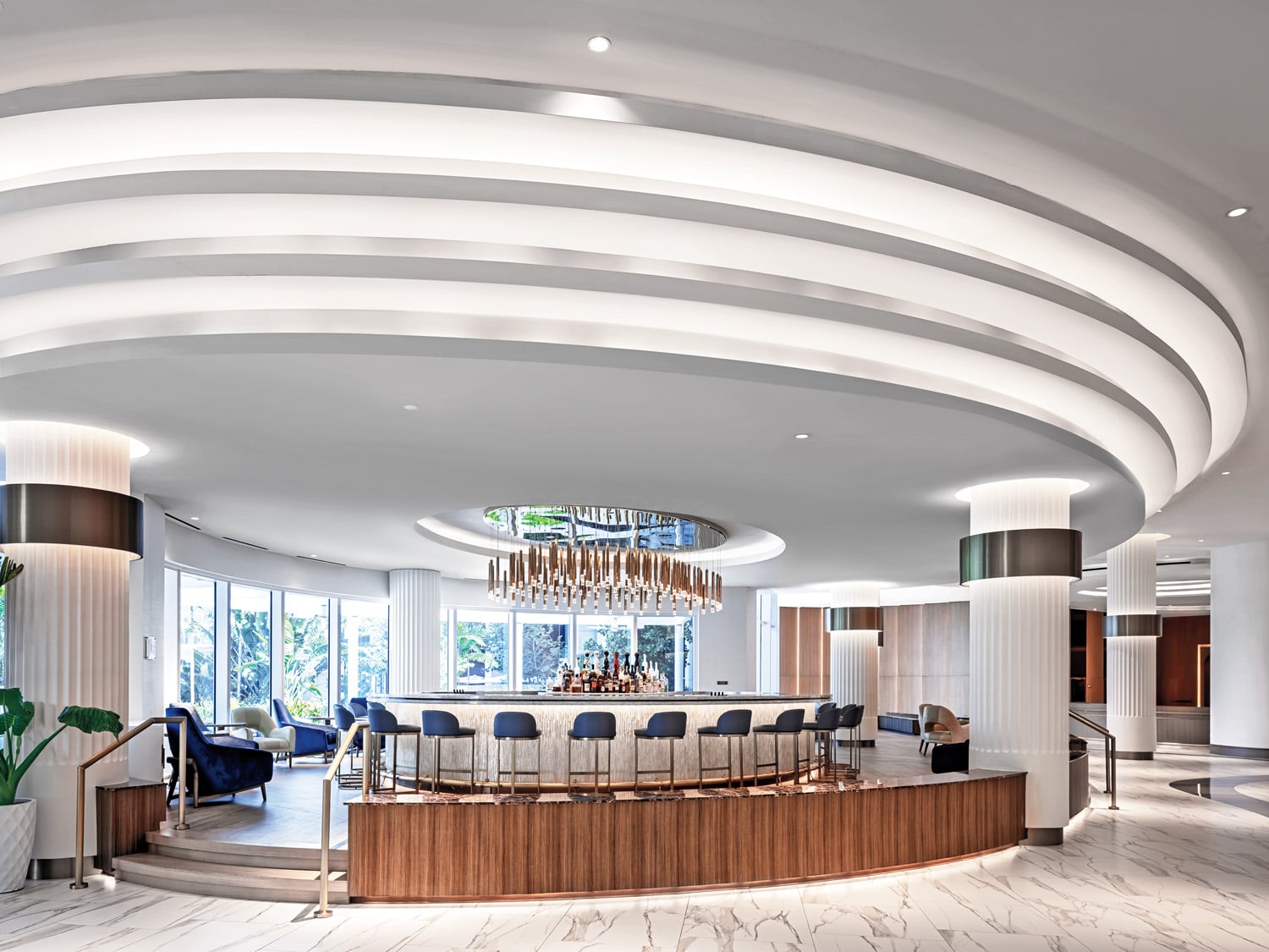 curved lobby bar
