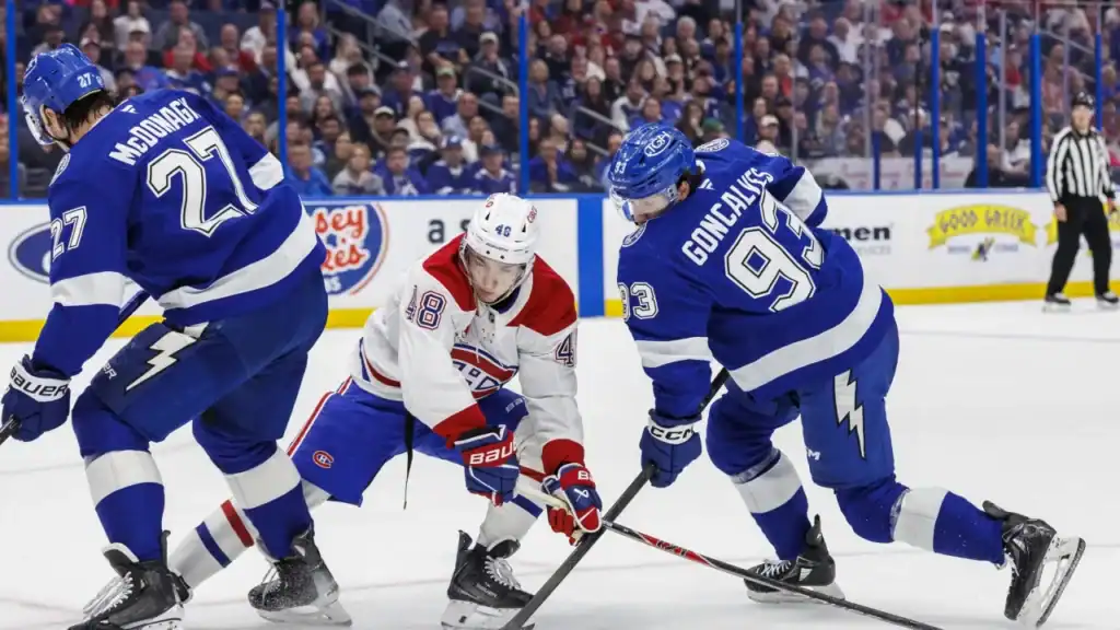 Pair of hockey team is facing off against one another